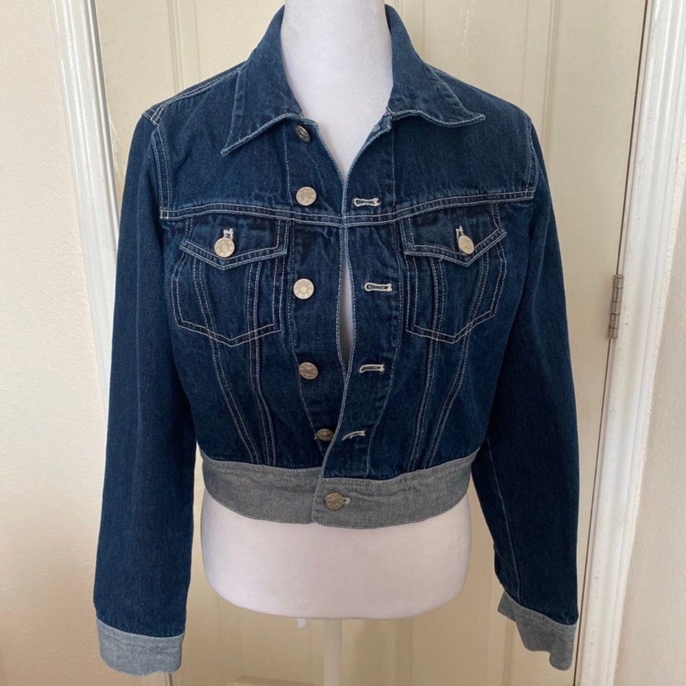 Paradox color-block cropped jean jacket S